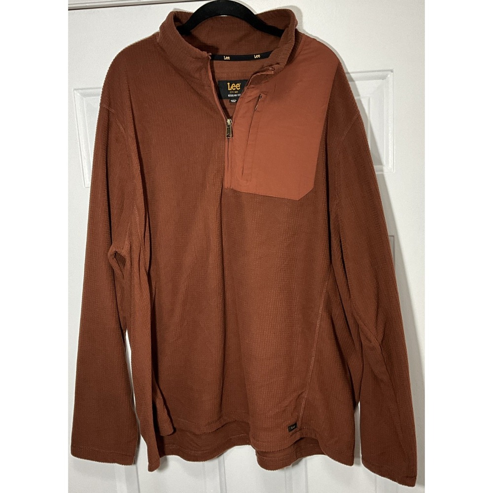 Lee Super Soft Natural Stretch Warm Long Sleeve Brown Pull Over Men's XXL